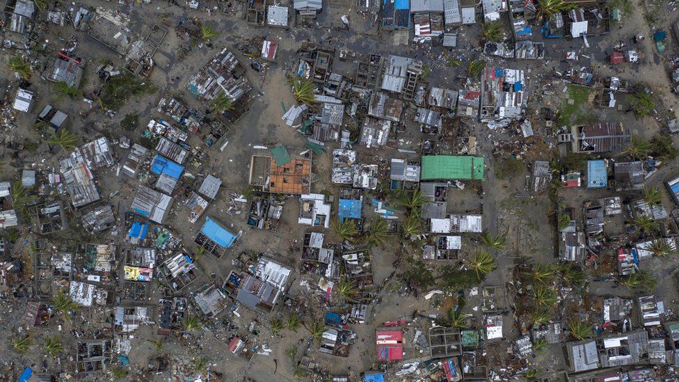 Nhamudima, an area of makeshift homes in the city of Beira, was heavily affected by the cyclone