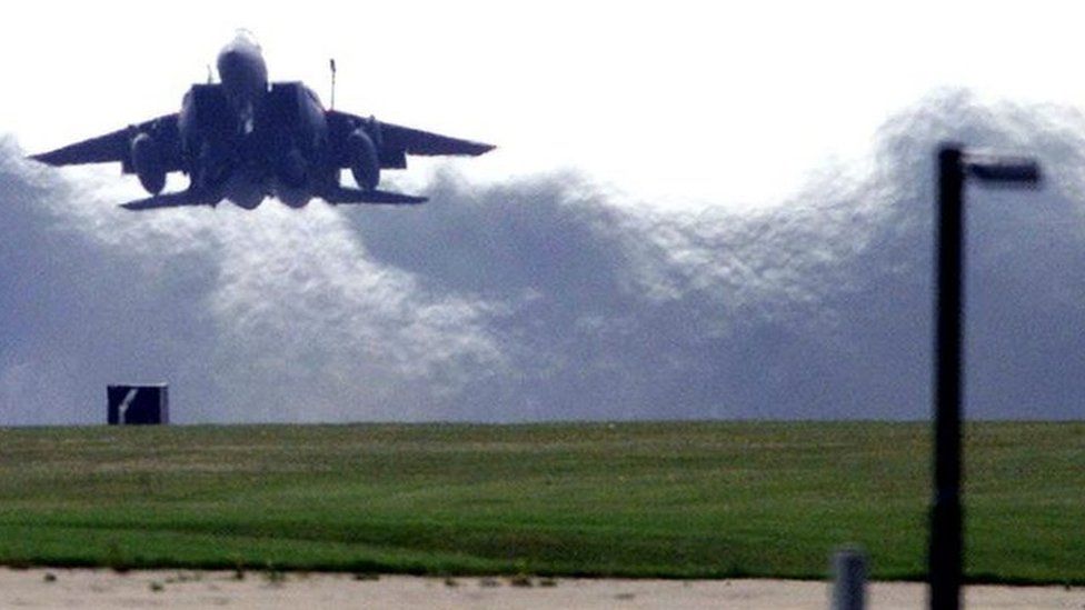 USAF F-15 fighter jet at RAF Lakenheath