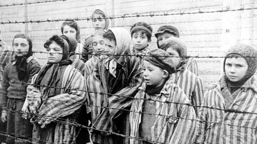 Child survivors of Auschwitz, early 1945