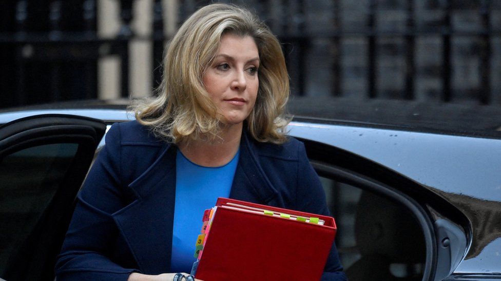 Britain's Leader of the House of Commons Penny Mordaunt walks outside Number 10 Downing