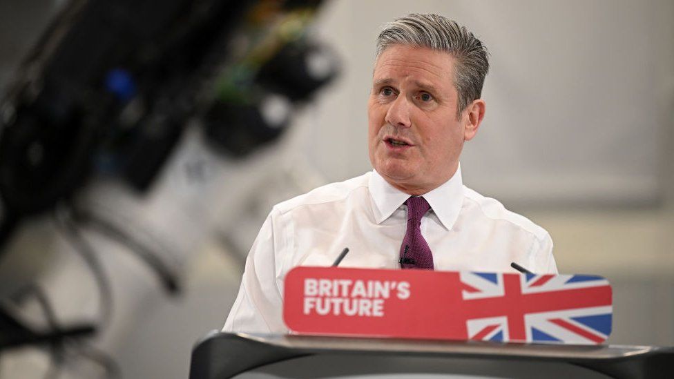 Labour Party leader Keir Starmer gives a speech at the National Composites Centre in