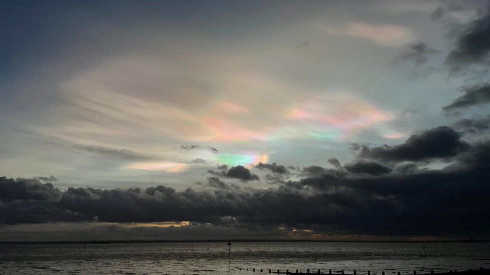 Nacreous clouds over Southend-in-Sea, Essex
