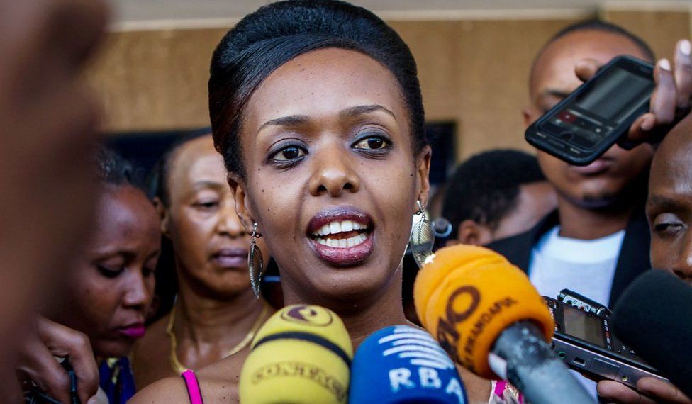 Diane Rwigara speaks to the media in Kigali