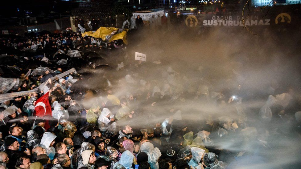 Police fired tear gas at protesters outside Zaman's offices on Friday night (4 March)