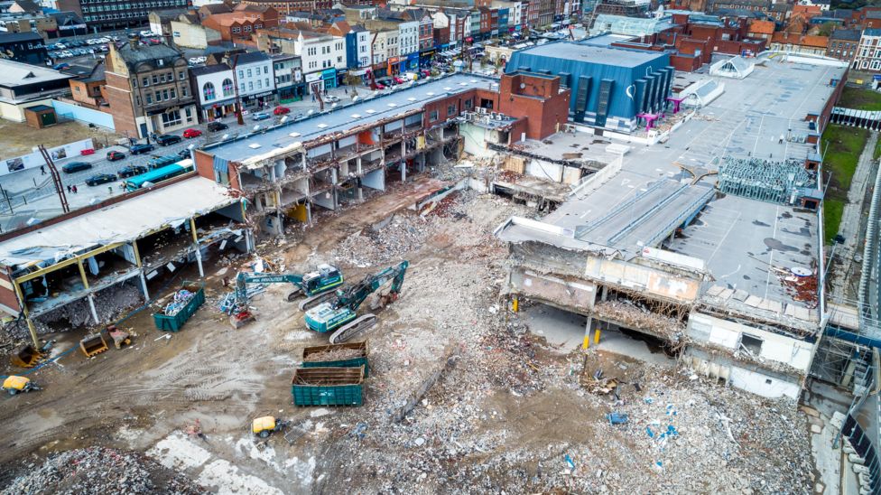 Images show Stockton high street demolition progress BBC News