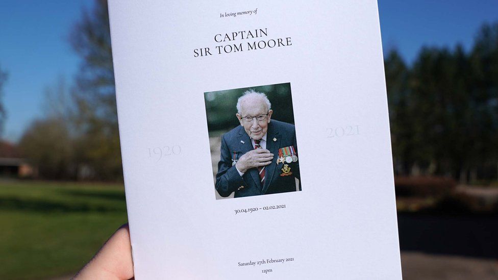 Order of service for Captain Sir Tom Moore's funeral.
