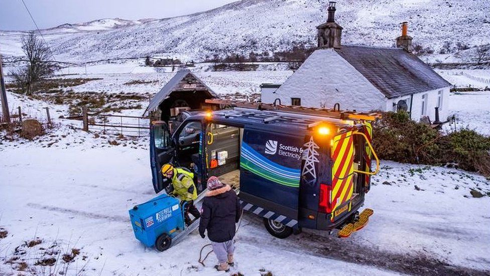 A Scottish and Southern Energy engineer provides a generator