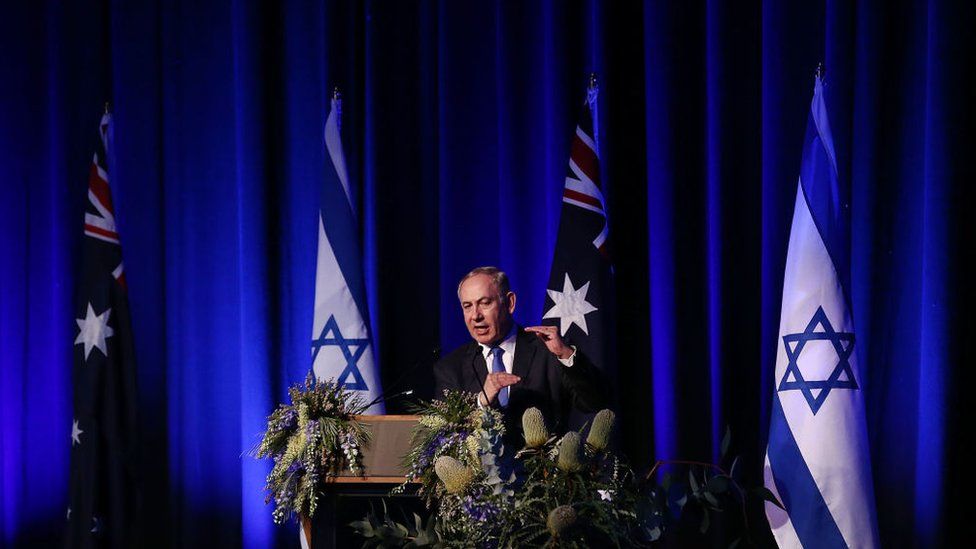 Israeli Prime Minister Benjamin Netanyahu speaks at a function in Sydney