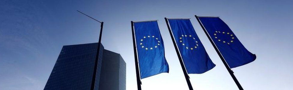 ECB headquarters and flags