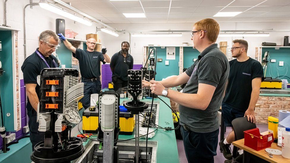 New Openreach recruits being trained in a classroom in Peterborough this year