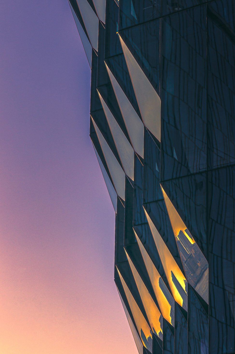 Sunset on a building in New York, USA