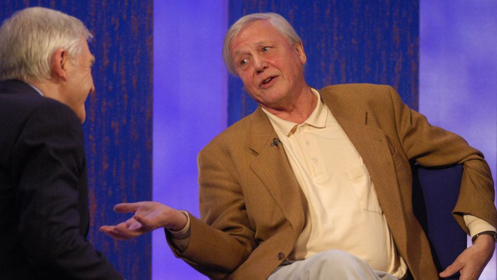 Sir Michael Parkinson with Sir David Attenborough in 2002