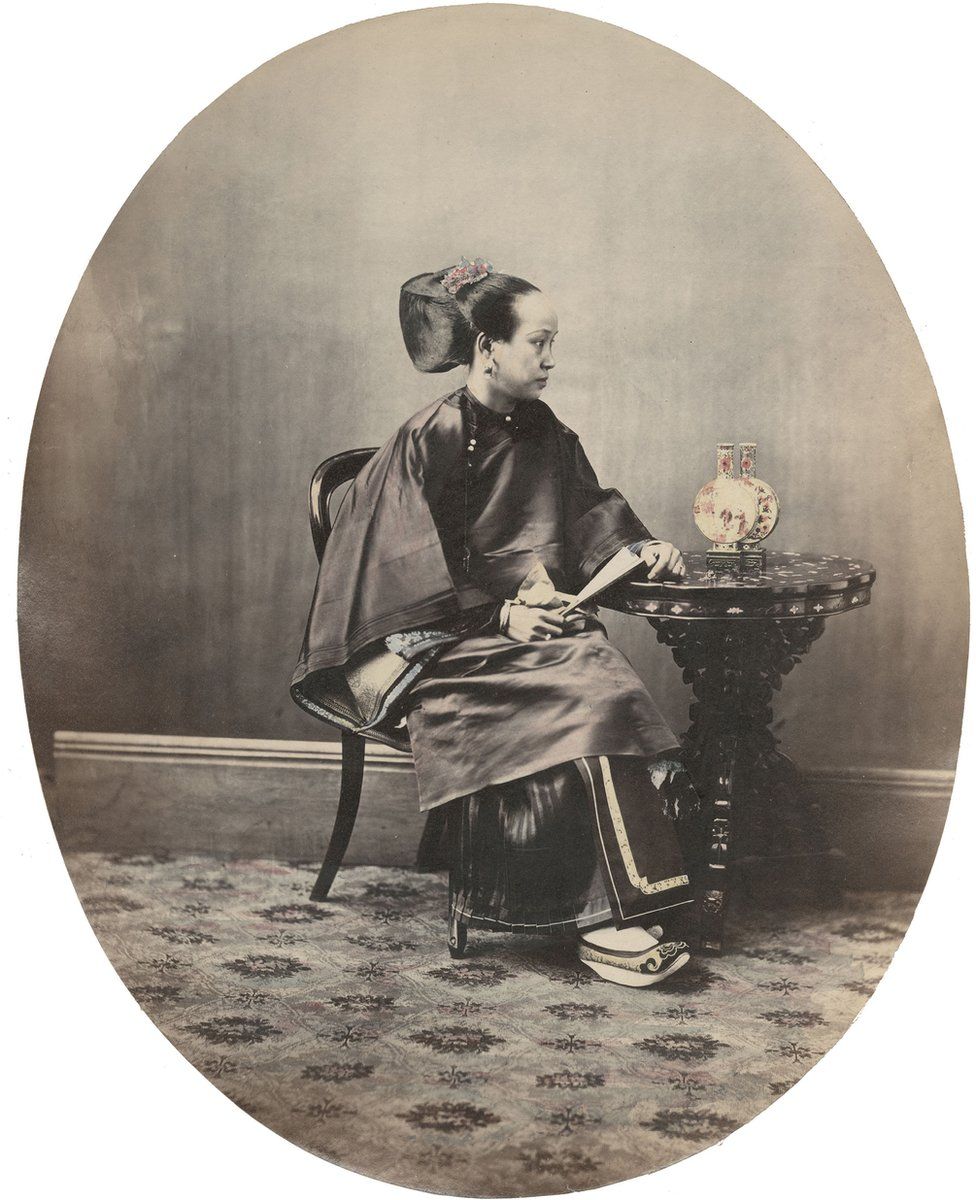 William Saunders, A Canton Woman, 1860s-1870s. Hand-tinted albumen silver print. No. 49 in Sketches of Chinese Life and Character series