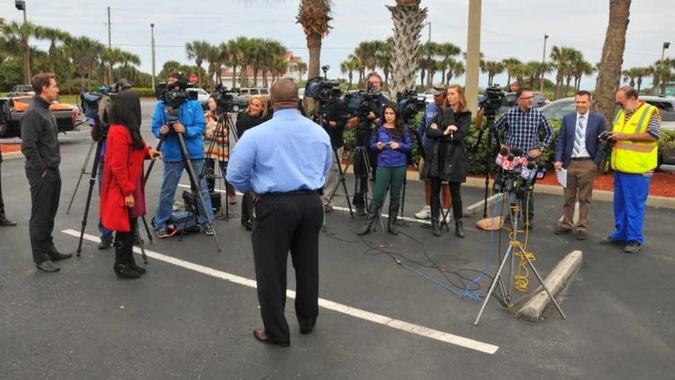 Camera crews in Melbourne Beach Florida (14 January 2016)