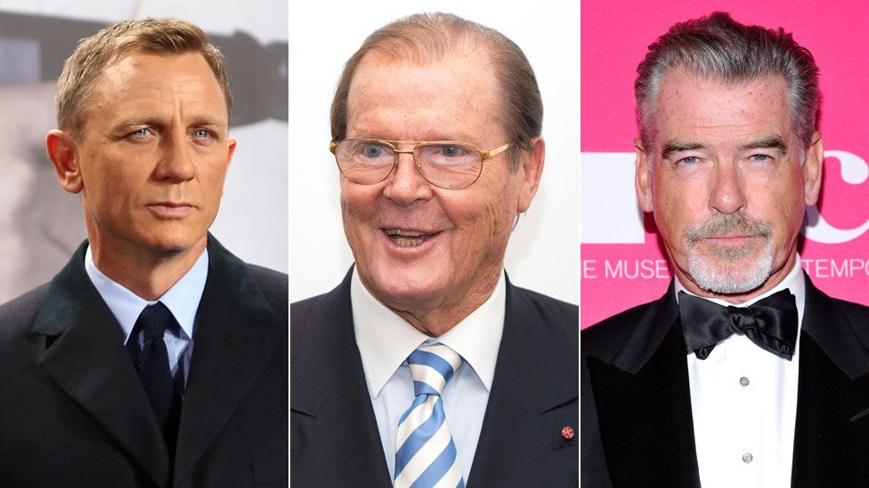 Daniel Craig, Roger Moore and Pierce Brosnan
