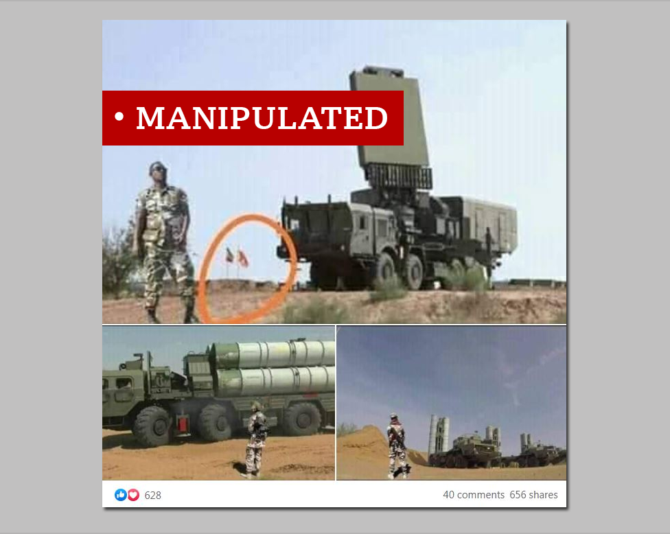 A screen grab of a Russian missile system labelled Manipulated