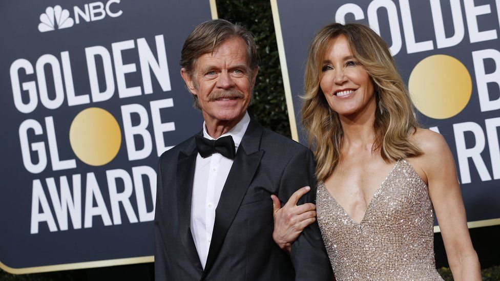 Actors Felicity Huffman and William H Macy at the Golden Globe Awards in January 2019