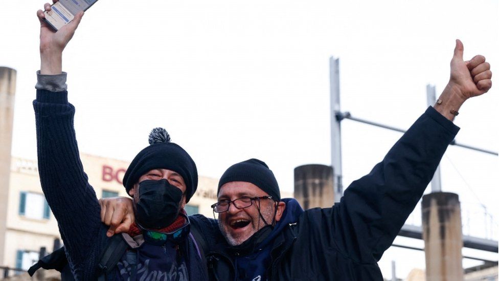 Supporters of the bill to legalise cannabis for personal use celebrate outside Parliament House after the bill was passed, in Valletta, Malta December 14, 2021