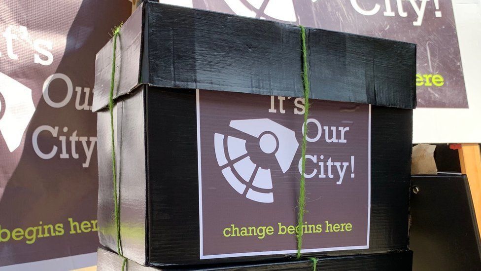 The It's Our City petition box