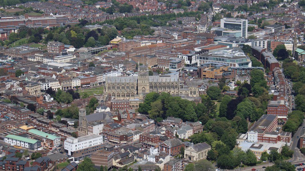 An aerial view of Exeter
