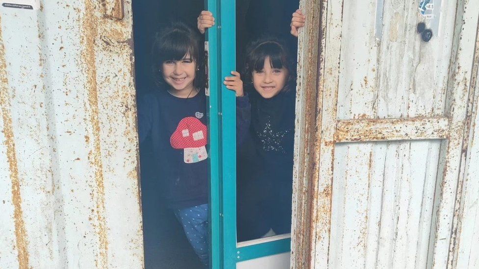 Two girls who Ahmad said died in an Israeli airstrike near his home in Rafah