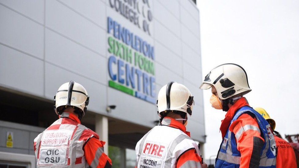 Fire breaks out at Pendleton College in Salford BBC News