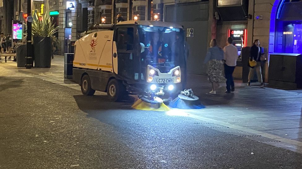 Street cleaner in Cardiff
