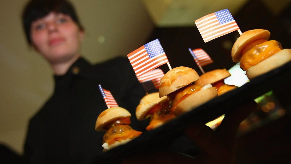 Burgers with US flags