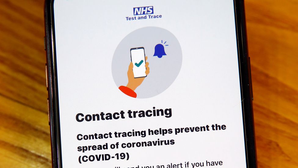 Generic image showing the NHS Test and Trace app on a phone