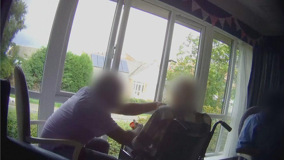 A carer and resident of Addison Court filmed during the Panorama investigation