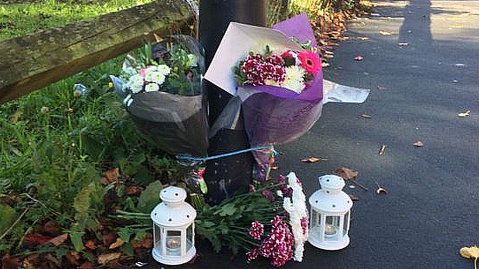 Floral tributes at scene of Newcastle murder