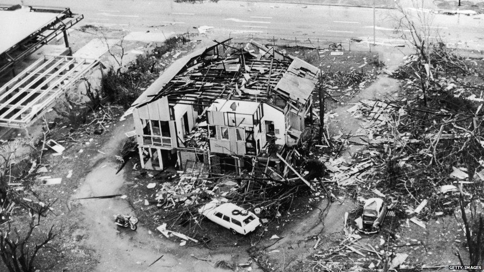 A house on the outskirts of Darwin which was wrecked when the cyclone 'Tracy' struck the city on Christmas Day 1974