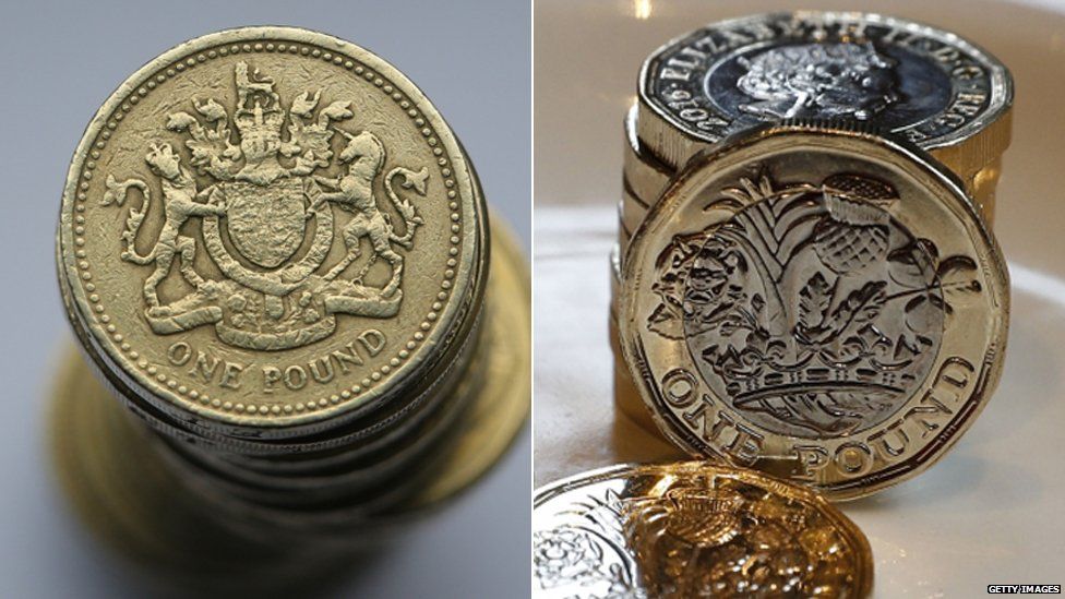 Old and new pounds coins