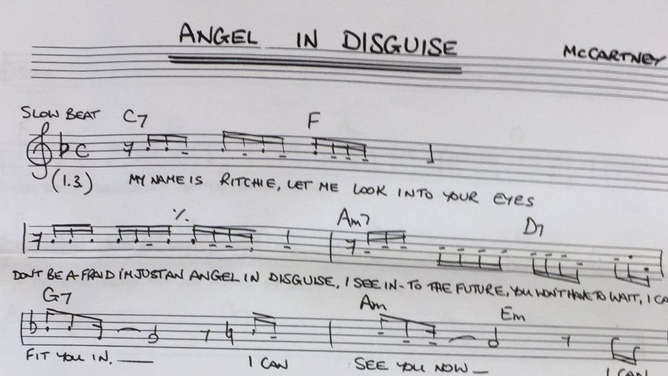 Lyrics sheet for Angel in Disguise