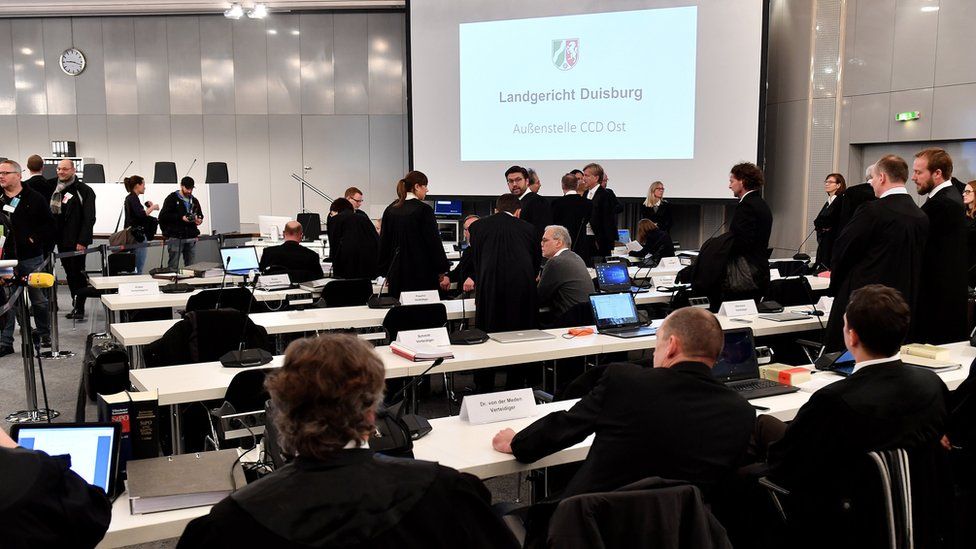 A general view during the trial at the conference hall in Duesseldorf