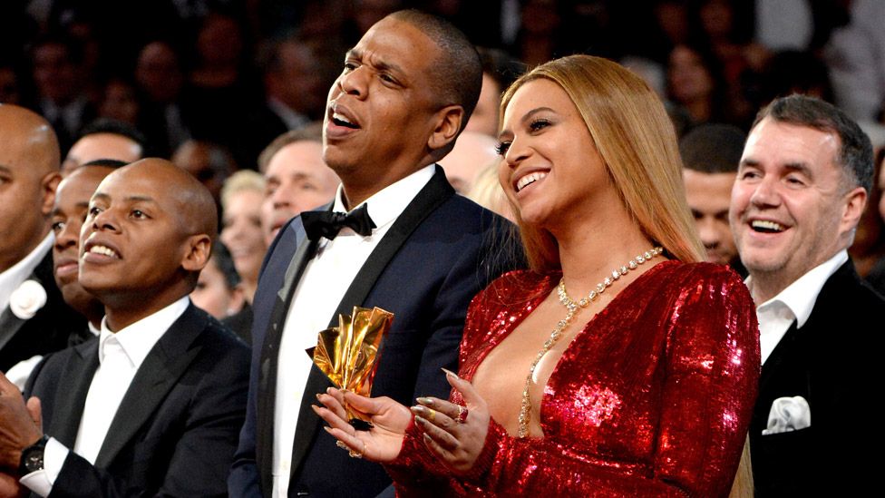 Terry George with Jay-Z and Beyonce at the 2017 Grammys