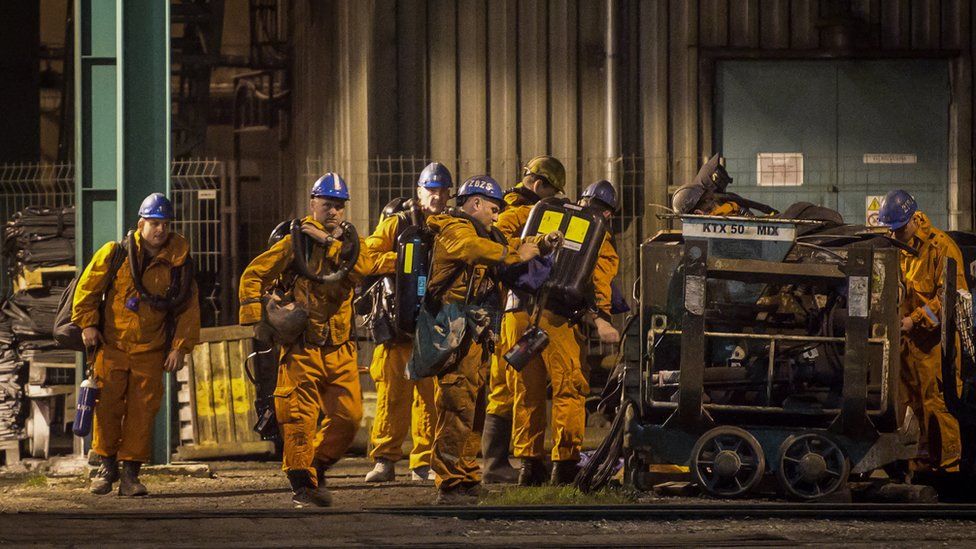 Mining rescue workers prepare their equipment at the CSM coal mine near Czech-Polish border in Karvina, Czech Republic, 20 December 2018.