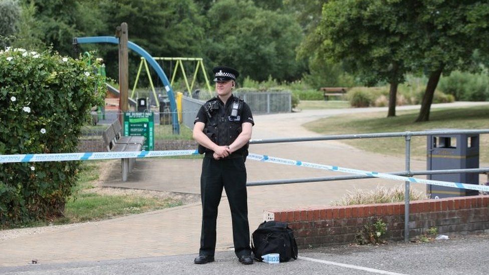 Police cordon at Queen Elizabeth Gardens