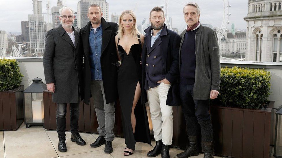 Francis Lawrence, Matthias Schoenaerts, Jennifer Lawrence, Joel Edgerton and Jeremy Irons.
