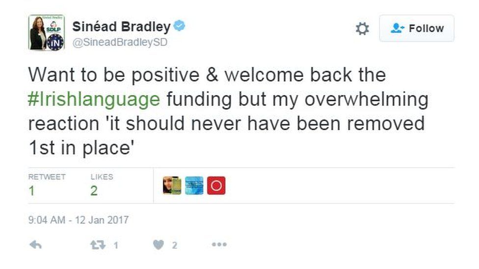 Sinead Bradley Irish language funding reaction