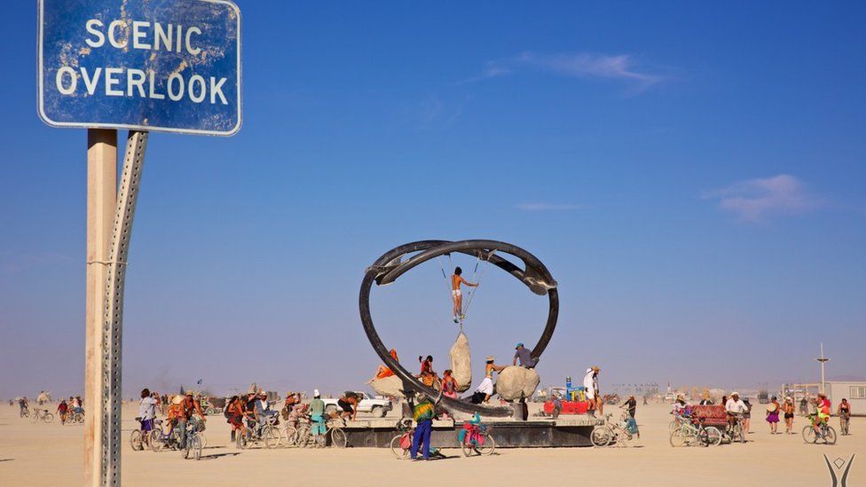 An installation at the Center Camp, Burning Man