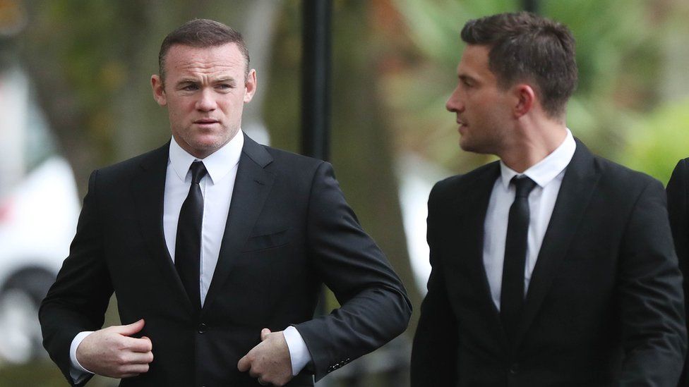 Wayne Rooney arriving at the funeral service for Freddy Shepherd