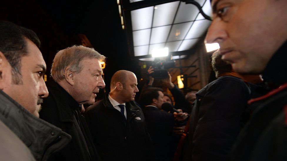 Cardinal Pell arrives at the Quirinale Hotel in Rome to give evidence to the Royal Commission