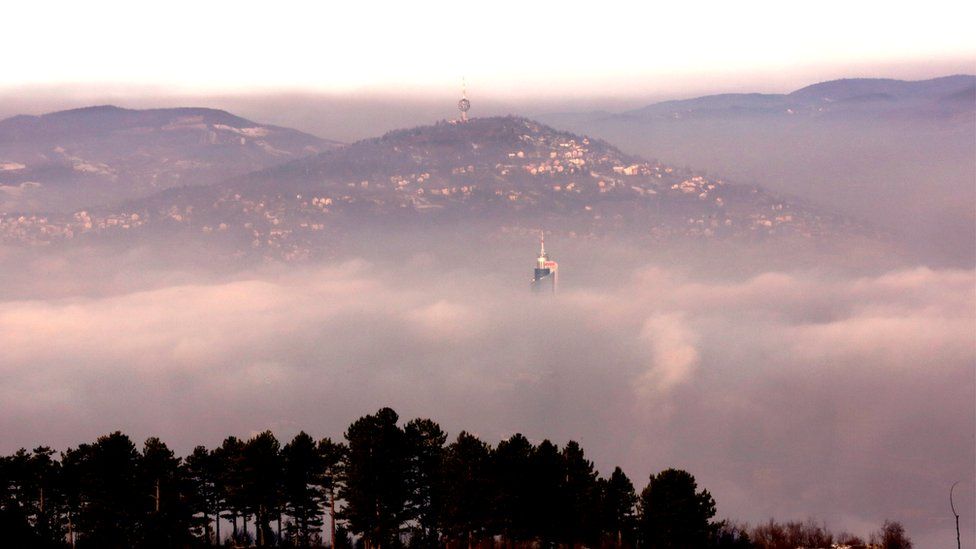 Air pollution in the city of Sarajevo, Bosnia and Herzegovina, 15 January 2020
