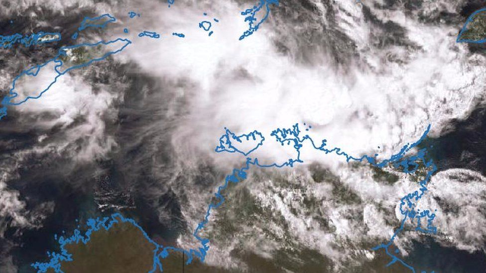 A satellite image showing the weather system off northern Australia
