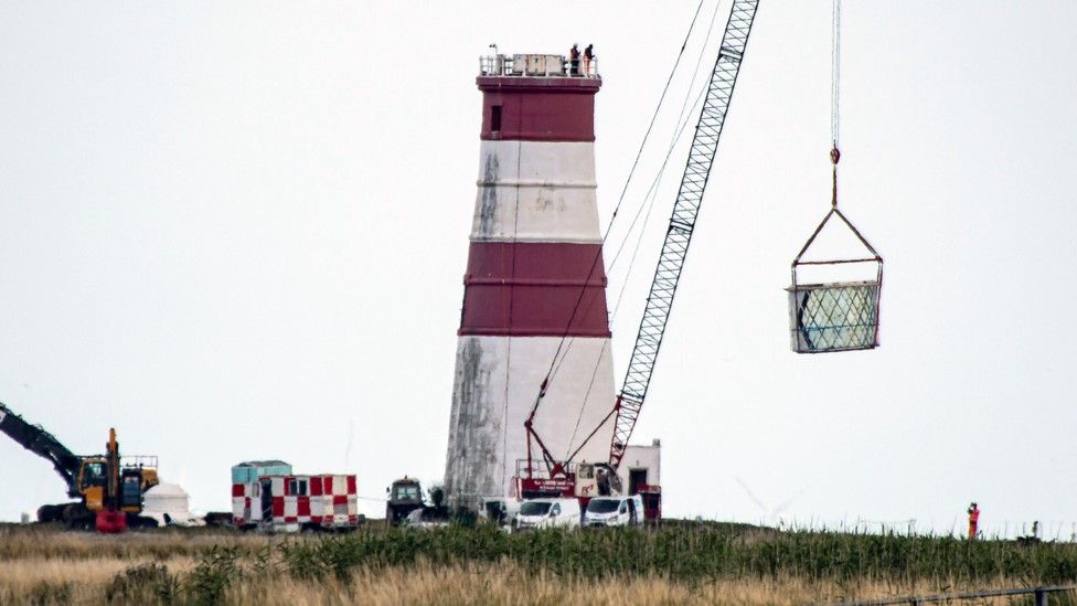 Lantern room lifted from Orfordness Lighthouse