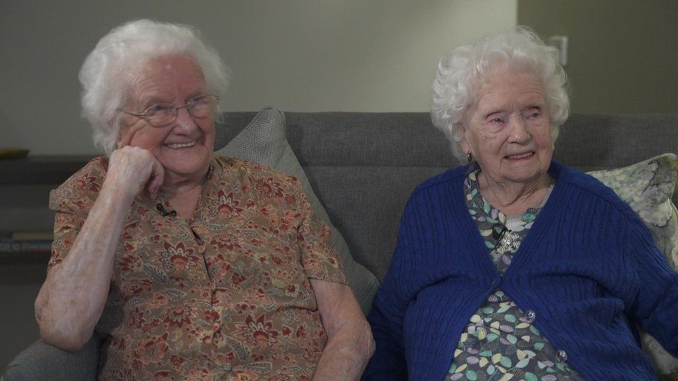 Twins share their secret to feeling young aged 104 - BBC News