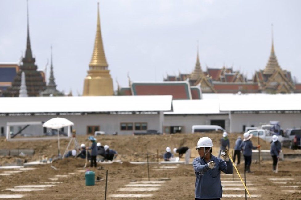 Preparation work for funeral of late Thai king