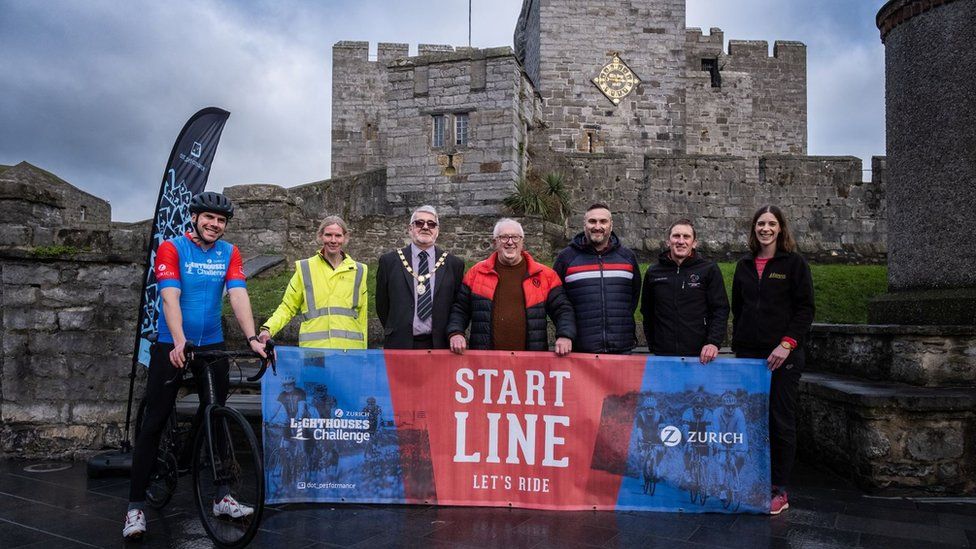 Event organisers and Castletown Commissioners in front of Castle Rushen