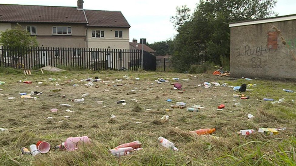Litter left in the area after the rave was closed down
